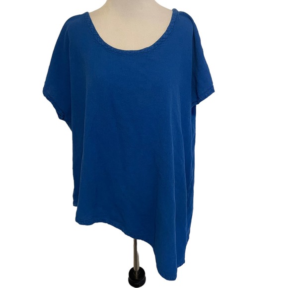 SOLD Oh my Gauze! Daytona Asymmetrical Tunic Top Womens XL Royal Blue Cotton - Picture 1 of 7